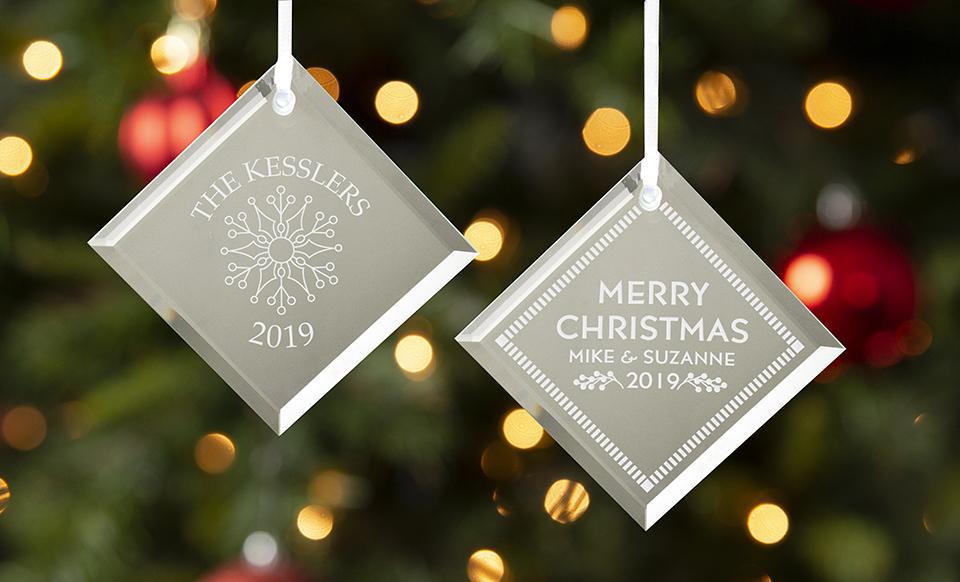 Personalized Diamond-Shaped Mirror Ornaments