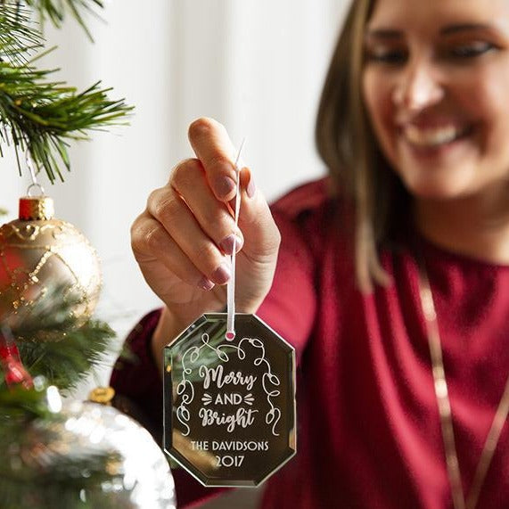 Personalized Octagon Shaped Mirror Ornaments