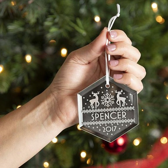 Personalized Hexagon-Shaped Mirror Ornaments