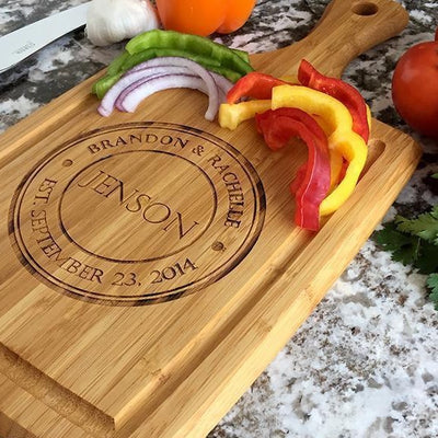 Personalized Large Handled Cutting board with Juice Grooves