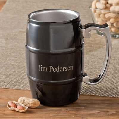 Personalized Stainless Steel Black Enamel Tankard – 16 oz.