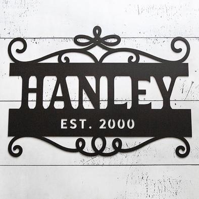 Personalized Family Name Horizontal Metal Sign – Hanley Design