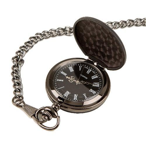 Personalized Midnight Black Pocket Watch – 1.5″