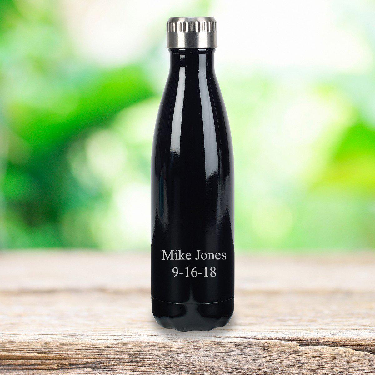 Personalized Black Stainless Steel Insulated Water Bottle