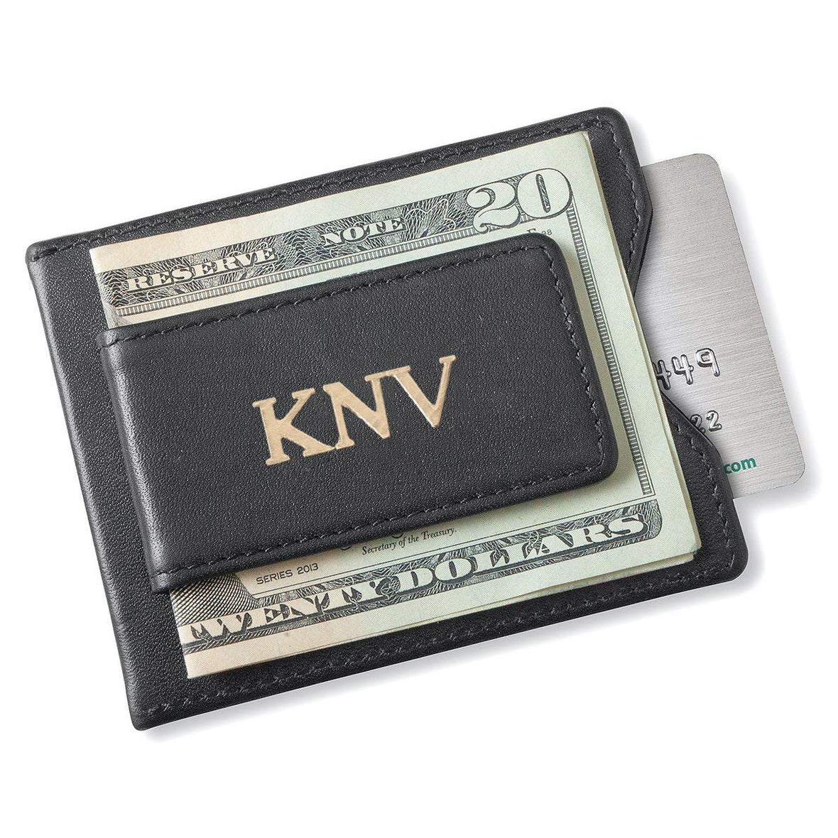 Personalized Black Magnetic Money Clip Wallet
