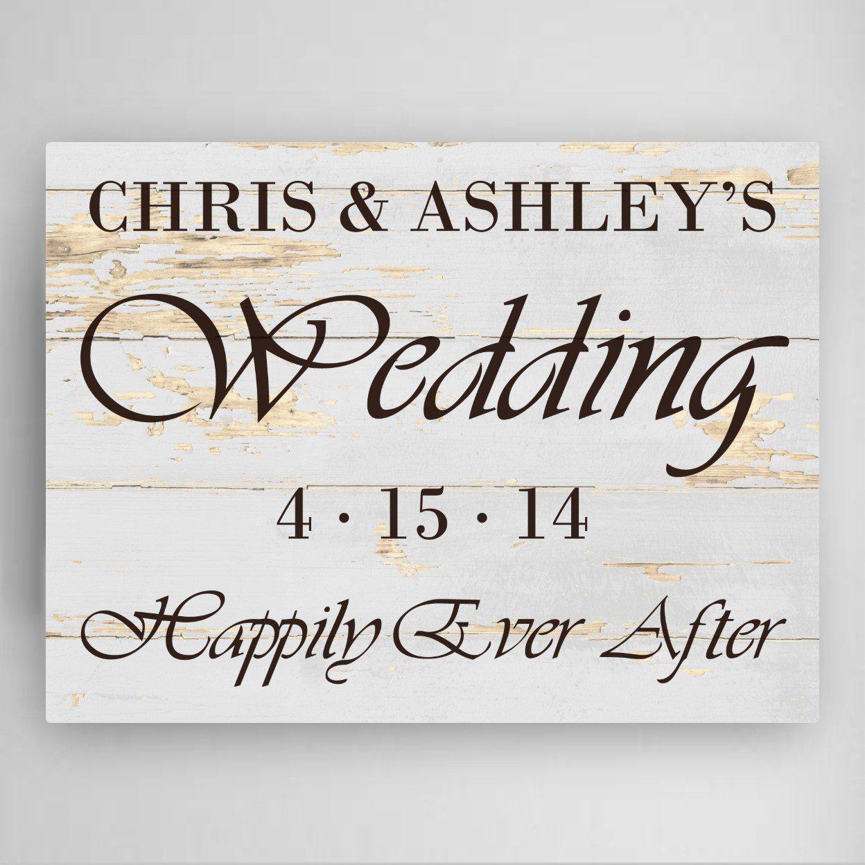 Personalized Happily Ever After Wedding Canvas Sign