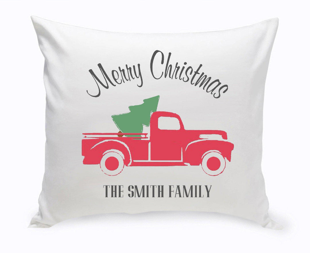 Personalized Red Christmas Truck Throw Pillow (Insert Included)