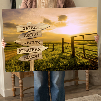 Personalized Farm Road Canvas Print with Family Names
