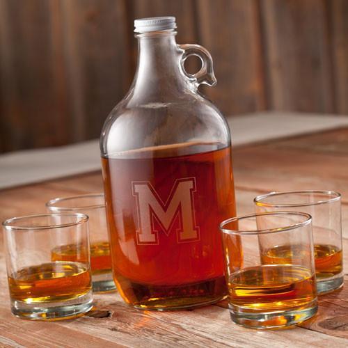Personalized Single Initial Whiskey Growler Set