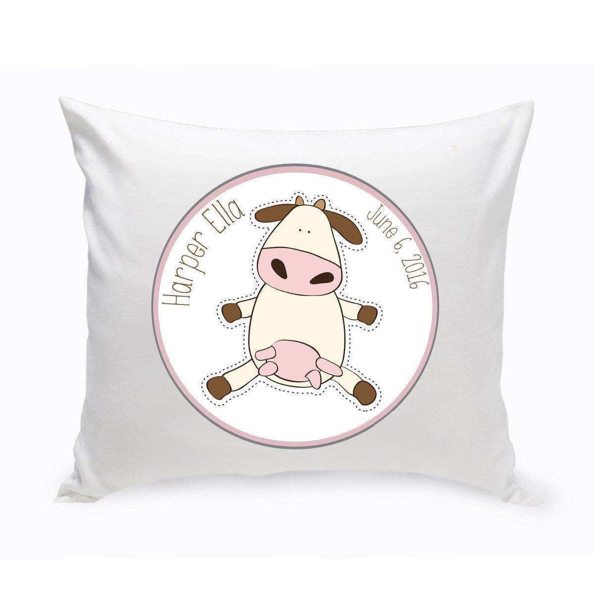 Personalized Fun Cow Baby Nursery Throw Pillow (Insert Included)