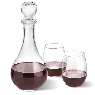 Personalized Wine Decanter Set with 2 Wine Glasses