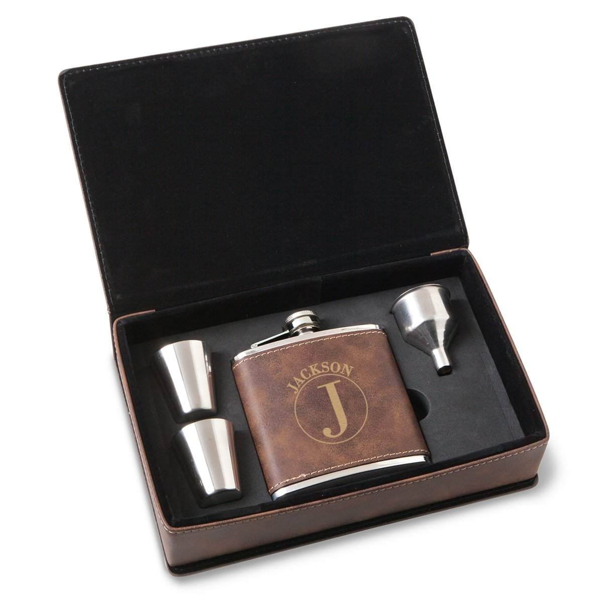 Personalized Rustic Flask Set