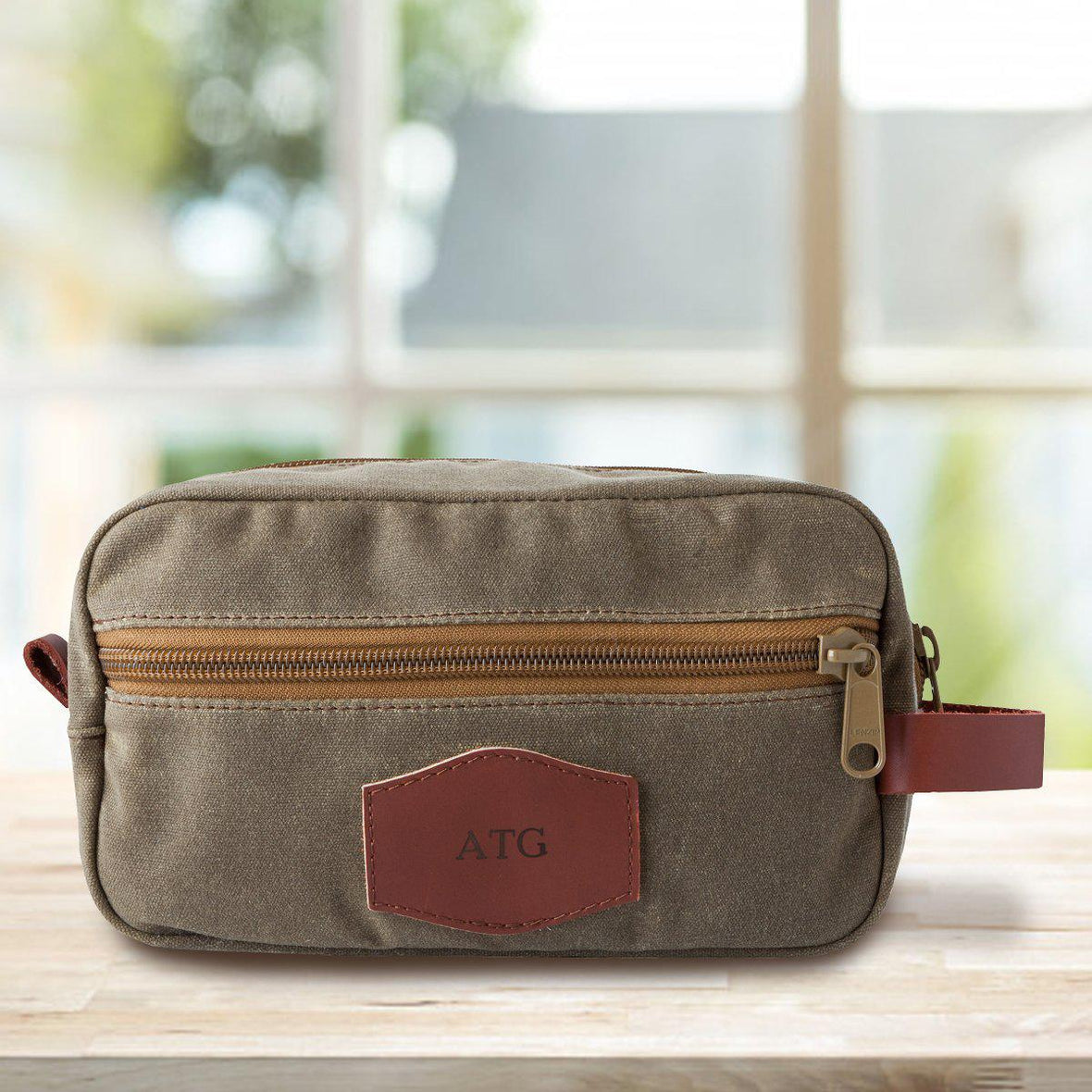 Personalized Waxed Canvas Field Tan Toiletry Bag