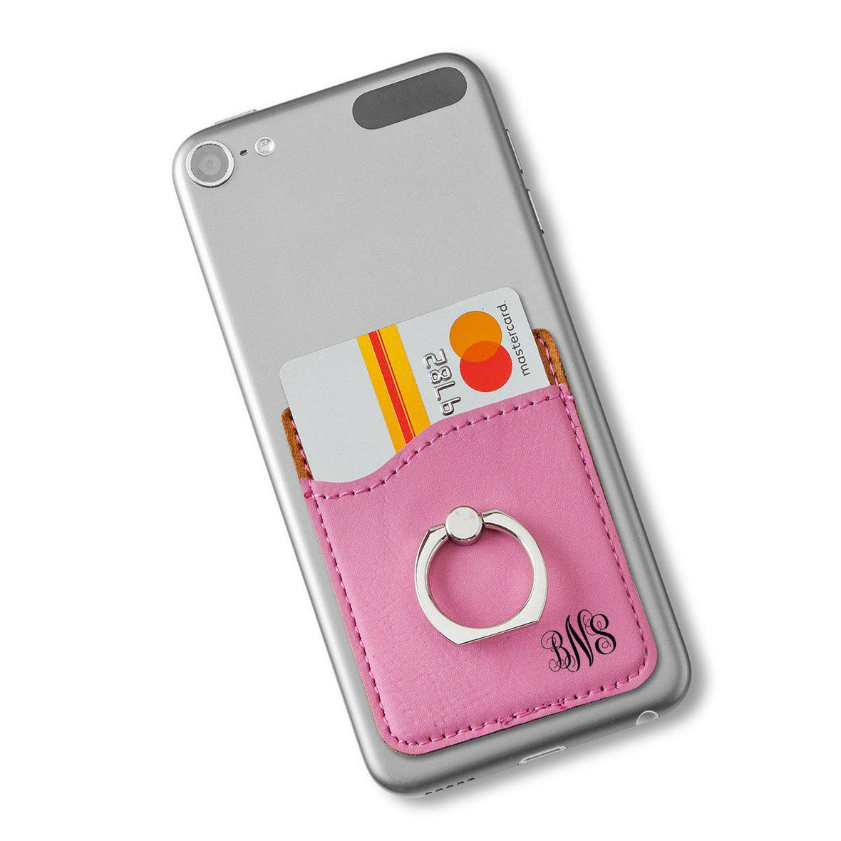 Leatherette Phone Wallet With Silver Ring Pink