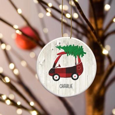 Personalized Kids Car Ceramic Ornament