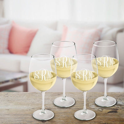 Monogrammed White Wine Glass Set