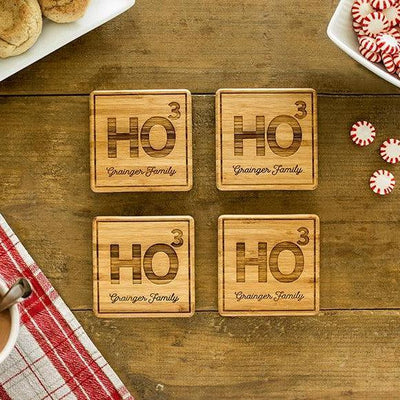 Personalized Christmas Bamboo Coasters – Set of 4