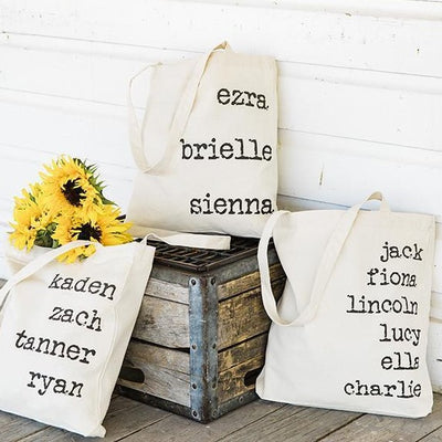 Personalized Family Names Tote Bags