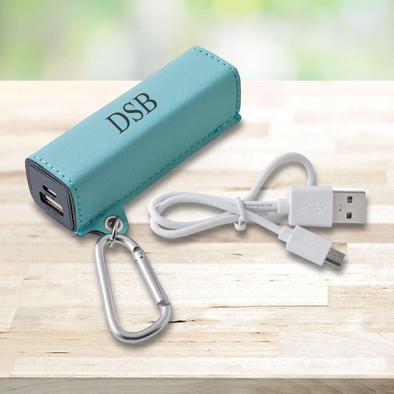 Personalized Leatherette External Power Bank With Usb Cord