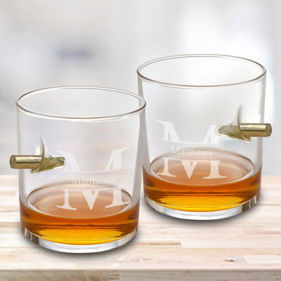Personalized Bullet Lowball Whiskey Glass Set of 2
