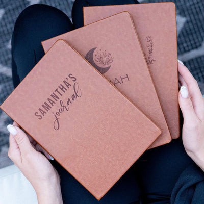 Personalized Brown Faux Leather Journals