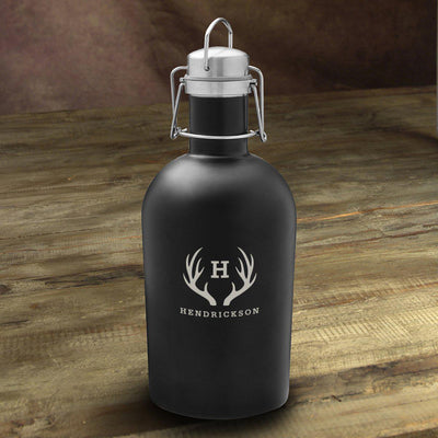 Personalized Matte Black Beer Growler – 64 oz.
