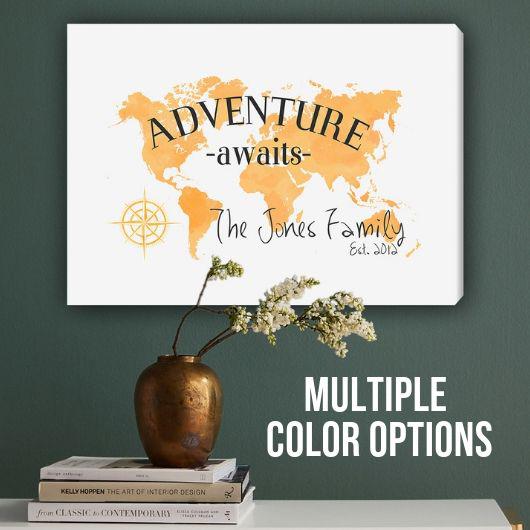 Personalized Adventure Awaits Canvas Map