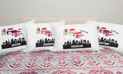 Personalized Christmas Girl Superhero Pillowcases