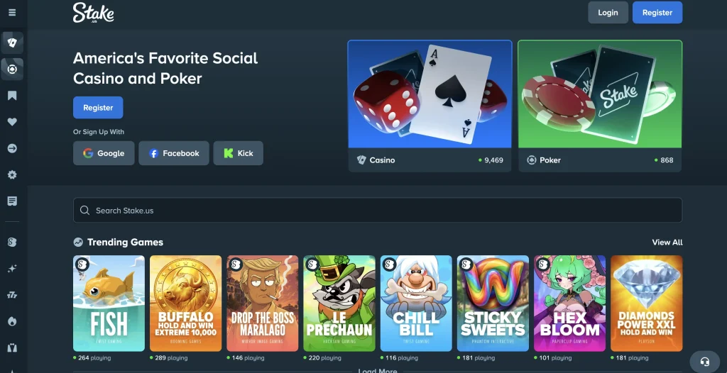 Stake.us sweepstakes casino app for US players