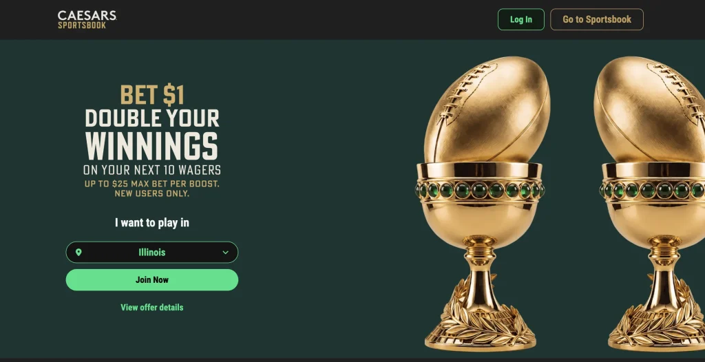 Caesars sports betting app lobby and Caesars Rewards menu