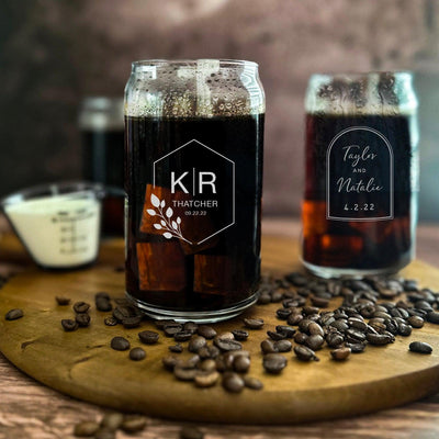 Personalized Wedding Glass Can – 16oz