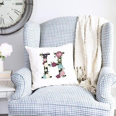 Floral Alphabet Throw Pillow Covers (Non-Personalized)