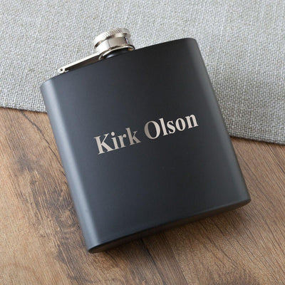 Personalized Matte Black Groomsmen Flask – 6 oz.