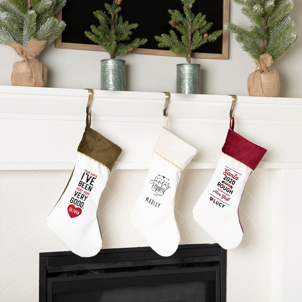 Personalized 2020 Velvet-trimmed Christmas Stockings