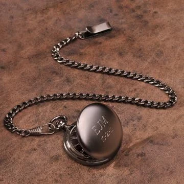 Personalized Gunmetal Pocket Watch – 1.5″ Diameter