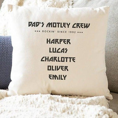 Personalized Family Names Throw Pillow Cover for Dad – Motley Crew