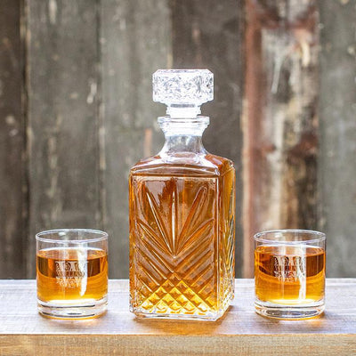 Personalized Square Decanter Set with 2  Rocks Glasses