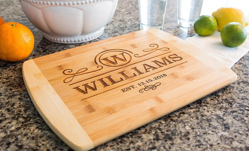 Personalized 11×14 Bamboo Cutting Board with Rounded Edge (Modern Collection)