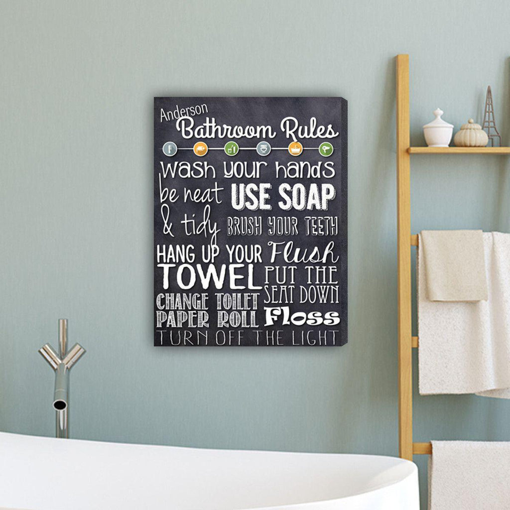 Bathroom Rules Personalized Canvas Print 18