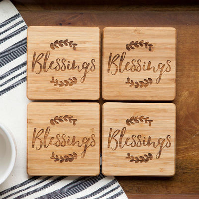 Fall Bamboo Coasters Set of 4