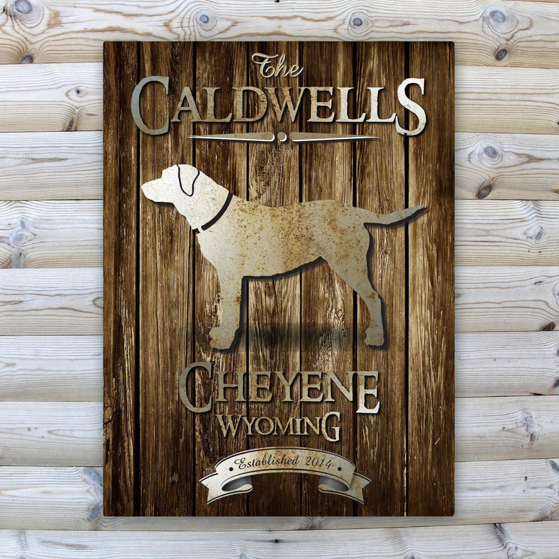 Personalized Rustic Wood Cabin Canvas Sign