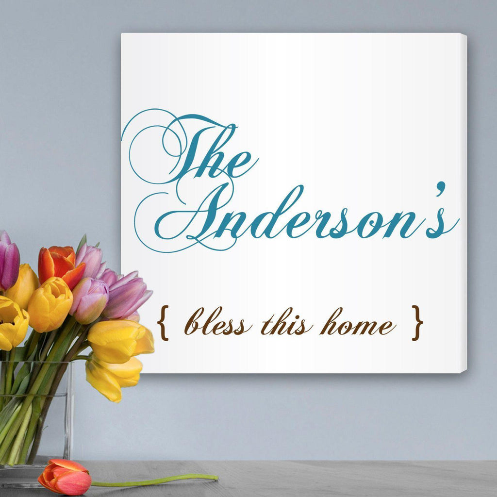 Personalized Bless This Home Canvas Sign