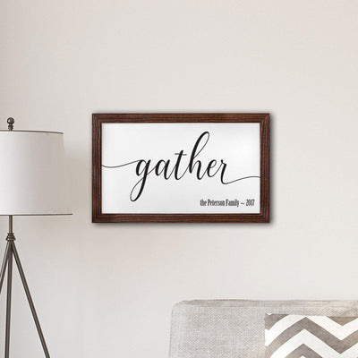 Personalized Framed Gather Farmhouse 14″x24″ Sign