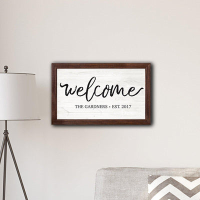 Personalized Framed Welcome Farmhouse 14″x24″ Sign