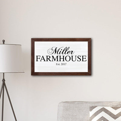 Personalized Framed Family Name Farmhouse Canvas Print – 14″x24″ Sign