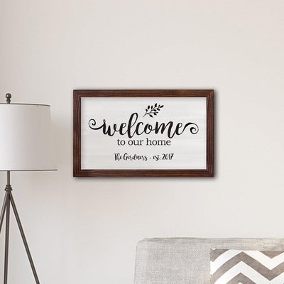 Personalized Framed Welcome To Our Home 14″x24 Farmhouse Sign