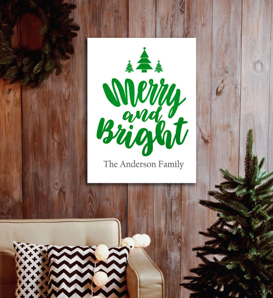 Personalized Merry & Bright Christmas Canvas Print