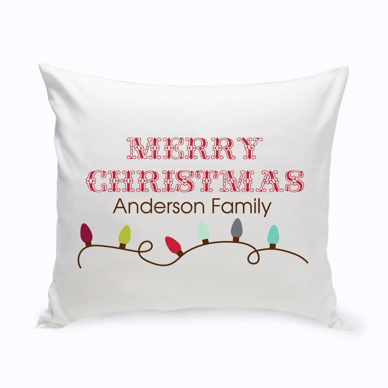 Personalized Xmas Lights Holiday Throw Pillows (Insert Included)