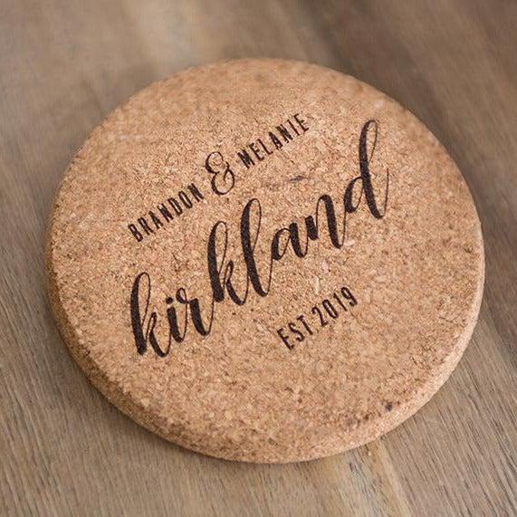 Personalized Thick Cork Coasters – Modern Collection