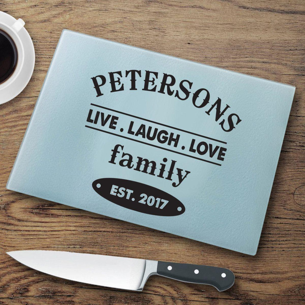 Personalized Live Laugh Love Glass Cutting Boards